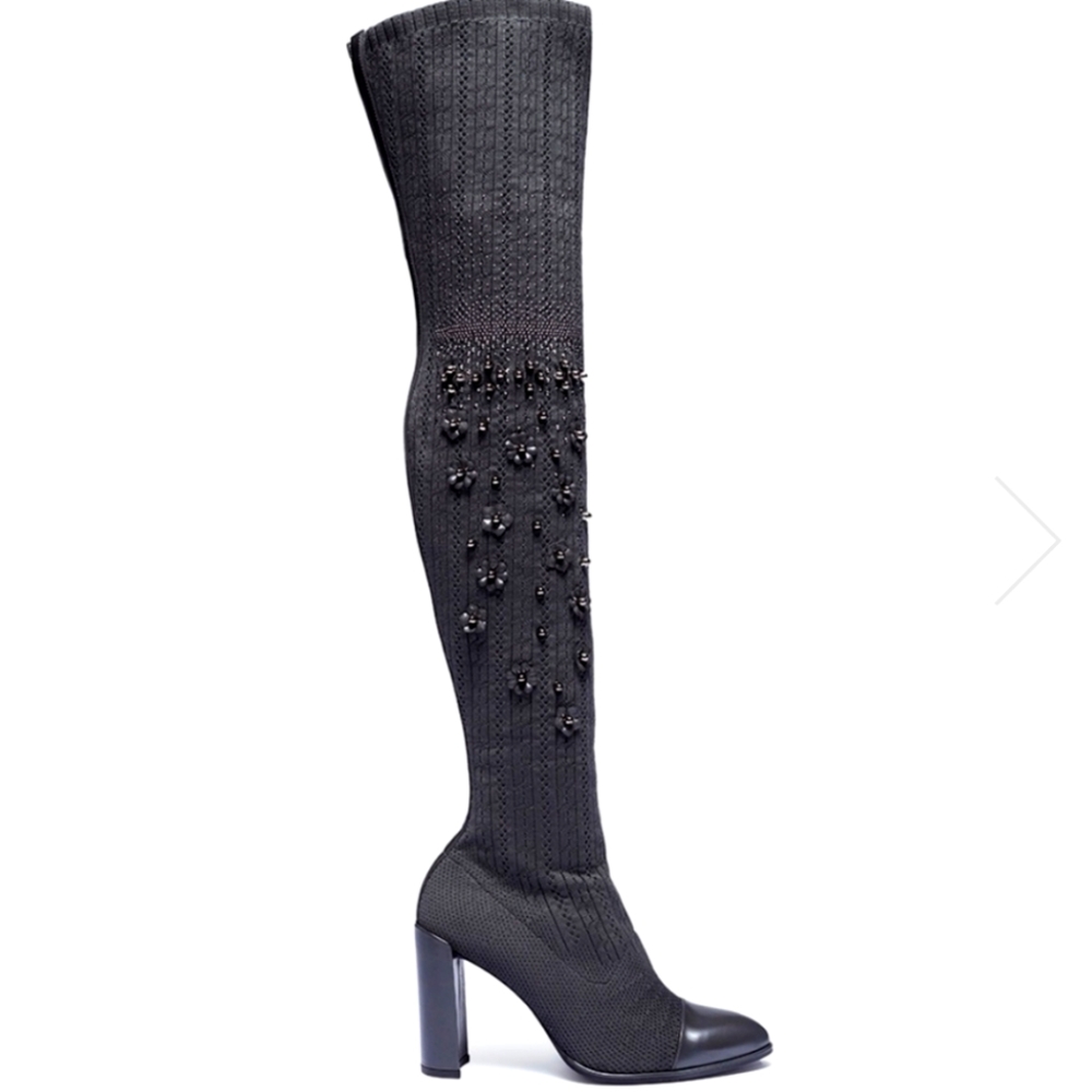 Stuart Weitzman 'Long Legs' Floral Stud Thigh High OTK Sock Boots 😍 Size 9